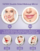 Gospire 1x/10x Magnifying Lighted Makeup Mirror Double Sided Round Standing 360 Degree Swivel Mirror for Shaving Bathroom 7 Inch Diameter