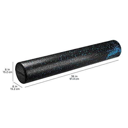 Amazon Basics High-Density Round Foam Roller for Exercise and Recovery - 36-Inch, Blue Speckled
