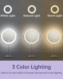 Gospire 1x/10x Magnifying Lighted Makeup Mirror Double Sided Round Standing 360 Degree Swivel Mirror for Shaving Bathroom 7 Inch Diameter