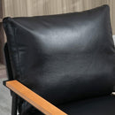 GYI Brown Leather Accent Chair Set of 2, 23.6'' Wide Armchair Set of 2, Industrial Black Metal Frame Accent Chairs with Wood Arms, Mid-Century Modern Comfy Sofa Chair for Living Room, Bedroom