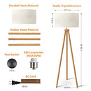 LEPOWER Wood Tripod Floor Lamp, Mid Century Standing Lamp for Living Room, Flaxen Lamp Shade, Modern Design Standing Lamp with E26 Lamp Base, Tall Floor Lamp for Bedroom, Study Room and Office