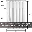 Hotel Style Cotton Shower Curtain with Snap-in Fabric Liner, Mesh Window Top, Honeycomb Waffle Weave Cotton Blend Fabric, Washable, White, 72x72 Inches