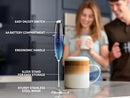 Powerful Milk Frother Foam Maker for Lattes - Whisk Drink Mixer for Coffee, Cappuccino, Frappe, Matcha, Hot Chocolate (Black)
