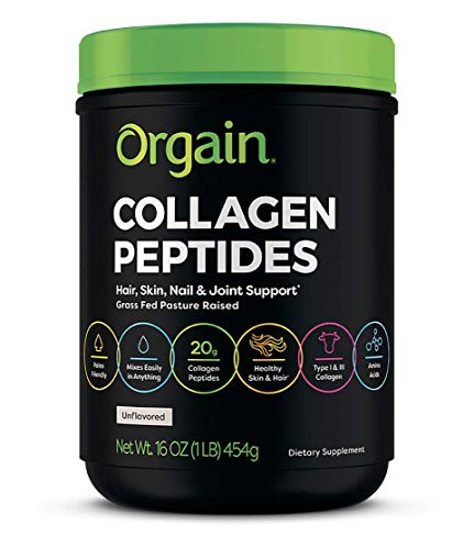 Orgain Hydrolyzed Collagen Peptides Protein Powder - Paleo & Keto Friendly, Amino Acid Supplement, Pasture Raised, Gluten Free, Dairy Free, No Soy, Non-GMO, Type I and III, 1 Pound (Shipping Only)