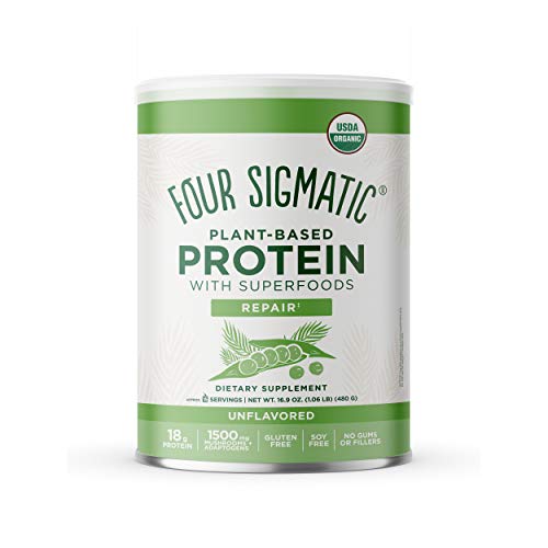 Four Sigmatic Organic Plant-Based Protein Powder Unflavored Protein with Lion’s Mane, Chaga, Cordyceps and More | Clean Vegan Protein Elevated for Brain Function and Immune Support | 16.9 oz