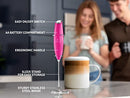 Powerful Milk Frother Foam Maker for Lattes - Whisk Drink Mixer for Coffee, Cappuccino, Frappe, Matcha, Hot Chocolate (Black)