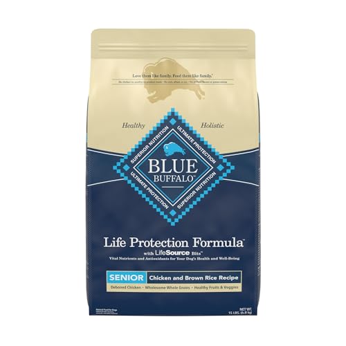 Blue Buffalo Dog Food for Senior Dogs, Life Protection Formula, Natural Chicken & Brown Rice Flavor, Senior Dry Dog Food, 30 lb Bag