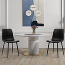 CangLong Modern ‎Faux Leather Dining Chairs, PU Cushion Seat Back，Metal Legs for Kitchen Dining Room Side Chair, Set of 2, Brown