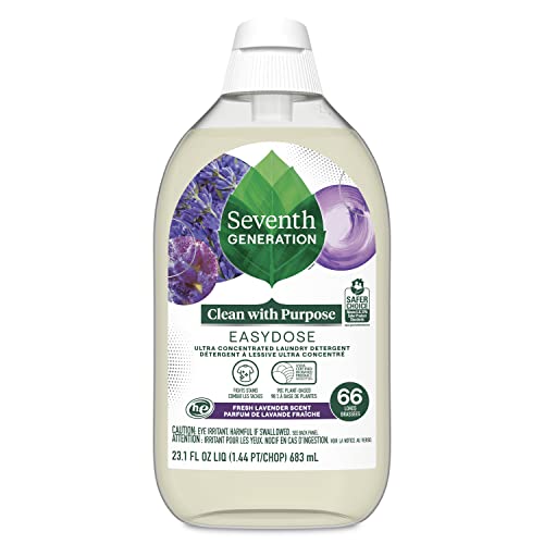 Seventh Generation EasyDose Laundry Detergent, Ultra Concentrated: 66 Loads, Free & Clear Designed for Sensitive Skin, 23.1 Fl Oz