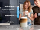 Powerful Milk Frother Foam Maker for Lattes - Whisk Drink Mixer for Coffee, Cappuccino, Frappe, Matcha, Hot Chocolate (Black)