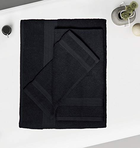 GLAMBURG 8-Piece Towel Set, Contains 2 Oversized Bath Towels 30x54, 2 Hand Towels 16x28, 4 Wash Cloths 13x13 - Quickdry Towel Sets, Ideal for Everyday use, Hotel & Spa - Black