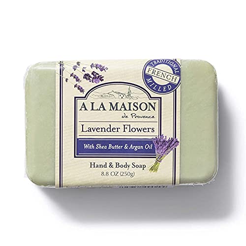 A LA MAISON Lavender Flower Bar Soap - Triple French Milled Natural Moisturizing Hand Soap Bar (3 Bars of Soap, 8.8 oz)