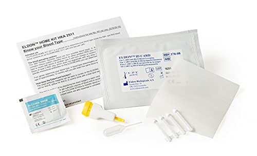 Eldoncard Blood Type Test (Complete Kit) - Air Sealed Envelope, Safety Lancet, Micropipette, Cleansing Swab - 2 Pack