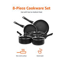 Amazon Basics Non-Stick Cookware 15-Piece Set, Pots, Pans and Utensils, Black