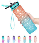 Fidus 32oz Motivational Water Bottles with Times to Drink & Straw,Leakproof BPA Free Bottle with Time Marker to Ensure You Drink Enough Water Daily for Fitness, Gym and Outdoor Sports