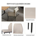 ZckyCine Modern mid-Century Dining Table Dining Table and Chairs for 6 Rectangular Wooden Dining Table Expandable Dining Table Space-Saving Multifunctional Dining Table (Table+6 Brown Chairs)