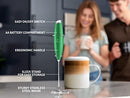 Powerful Milk Frother Foam Maker for Lattes - Whisk Drink Mixer for Coffee, Cappuccino, Frappe, Matcha, Hot Chocolate (Black)