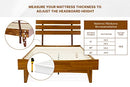Bme Caden 15" Bed Frame with Adjustable Headboard - Mid Century, Retro Style with Acacia Wood - No Box Spring Needed - Wood Slat Support - Easy Assembly (Caramel, King (U.S. Standard))