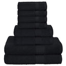 GLAMBURG 8-Piece Towel Set, Contains 2 Oversized Bath Towels 30x54, 2 Hand Towels 16x28, 4 Wash Cloths 13x13 - Quickdry Towel Sets, Ideal for Everyday use, Hotel & Spa - Black
