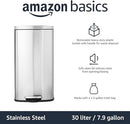 Amazon Basics Smudge Resistant Small Rectangular Trash Can With Soft-Close Foot Pedal, Brushed Stainless Steel, 5 Liter/1.32 Gallon,7.3 x 8.5 x 11.8 inches (LxWxH), Satin Nickel Finish