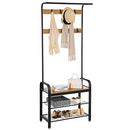 VASAGLE Coat Rack, Hall Tree with Shoe Bench for Entryway, Entryway Bench with Coat Rack, 4-in-1, with 9 Removable Hooks, a Hanging Rod, 13.3 x 28.3 x 72.1 Inches, Rustic Brown and Black UHSR40B