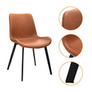 CangLong Modern ‎Faux Leather Dining Chairs, PU Cushion Seat Back，Metal Legs for Kitchen Dining Room Side Chair, Set of 2, Brown