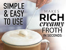 Powerful Milk Frother Foam Maker for Lattes - Whisk Drink Mixer for Coffee, Cappuccino, Frappe, Matcha, Hot Chocolate (Black)