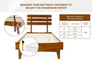 Bme Caden 15" Bed Frame with Adjustable Headboard - Mid Century, Retro Style with Acacia Wood - No Box Spring Needed - Wood Slat Support - Easy Assembly (Caramel, King (U.S. Standard))