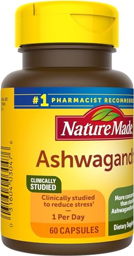 Nature Made Ashwagandha Capsules 125mg for Stress Support, 60 Capsules, 60 Day Supply