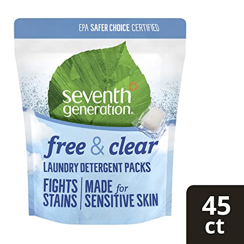 Seventh Generation Laundry Detergent Packs, Free & Clear, 90 Loads (2 pouches, 45 Ct EA)