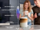 Powerful Milk Frother Foam Maker for Lattes - Whisk Drink Mixer for Coffee, Cappuccino, Frappe, Matcha, Hot Chocolate (Black)