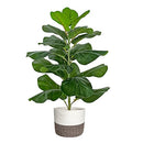 BESAMENATURE Artificial Fiddle Leaf Fig Tree/Faux Ficus Lyrata for Home Office Decoration, 30.5" Tall, with Cotton Rope Basket