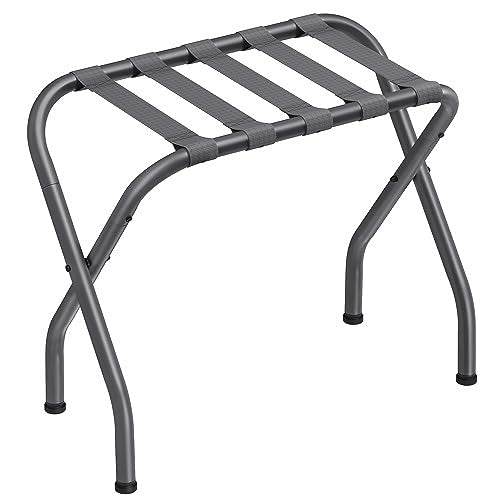SONGMICS Luggage Rack, Pack of 2, Luggage Racks for Guest Room, Suitcase Stand, Steel Frame, Foldable, for Bedroom, Black URLR64B-2