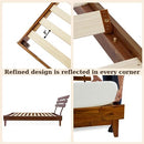 Bme Caden 15" Bed Frame with Adjustable Headboard - Mid Century, Retro Style with Acacia Wood - No Box Spring Needed - Wood Slat Support - Easy Assembly (Caramel, King (U.S. Standard))