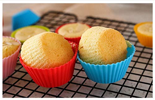 Reusable Silicone Cupcake Baking Cups 24 Pack, 2.75 inch Silicone Baking Cups, Reusable & Non-stick Muffin Cupcake Liners for Party Halloween Christmas,6 Rainbow Colors (Pack of 24,Multicolor)