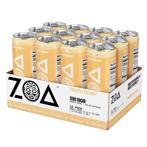 ZOA Zero Sugar Energy Drinks, Classic Variety Pack - Healthy Energy with B & C Vitamin, 120mg of Natural Caffeine - 12 Ounce (Pack of 12)