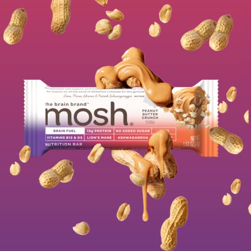 MOSH Variety Pack Protein Bars, 6pk, Keto Snack, Gluten-Free, No Added Sugar, 12g Whey Protein, Lion's Mane, B12 Vitamins, Supports Brain Health, Breakfast To-Go (Flavors may vary)