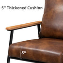 GYI Brown Leather Accent Chair Set of 2, 23.6'' Wide Armchair Set of 2, Industrial Black Metal Frame Accent Chairs with Wood Arms, Mid-Century Modern Comfy Sofa Chair for Living Room, Bedroom