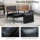 GYI Brown Leather Accent Chair Set of 2, 23.6'' Wide Armchair Set of 2, Industrial Black Metal Frame Accent Chairs with Wood Arms, Mid-Century Modern Comfy Sofa Chair for Living Room, Bedroom