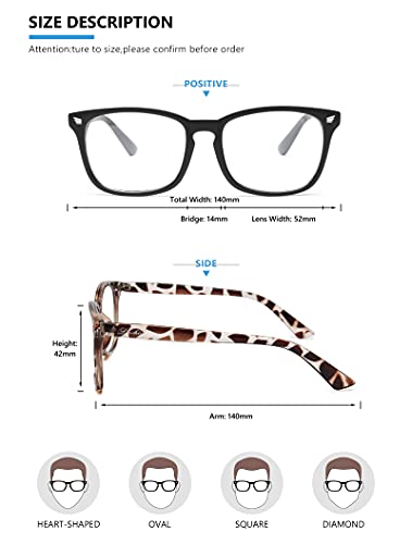 livho 2 Pack Blue Light Blocking Glasses, Computer Reading/Gaming/TV/Phones Glasses for Women Men,Anti Eyestrain & UV Glare (*B1 Light Blcak+Clear, Clear)
