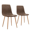CangLong Modern ‎Faux Leather Dining Chairs, PU Cushion Seat Back，Metal Legs for Kitchen Dining Room Side Chair, Set of 2, Brown