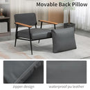 GYI Brown Leather Accent Chair Set of 2, 23.6'' Wide Armchair Set of 2, Industrial Black Metal Frame Accent Chairs with Wood Arms, Mid-Century Modern Comfy Sofa Chair for Living Room, Bedroom