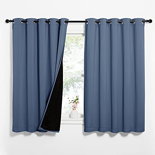 NICETOWN Grey Full Shade Curtain Panels, Pair of Energy Smart & Noise Blocking Out Blackout Drapes for Dining Room Window, Thermal Insulated Guest Room Lined Window Dressing(Gray, 52 x 84 inch)