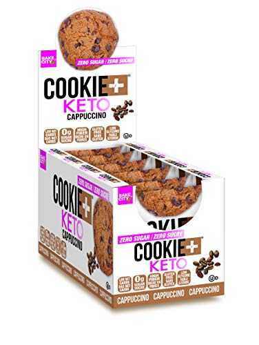 Bake City Cookie Plus Keto | 1oz Chocolate Chip Cookies (12 pack), Gluten Free, 0g Sugar, Only 1.5g Net Carbs, Good Fats, 5g Protein, Kosher, No Artificial Flavors