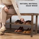 ECOMEX Shoe Rack Bench for Entryway, 3-Tier Wooden Shoe Shelf Shoe Organizer Bench Shoe Organizer Entryway Bench for Bedroom Balcony Entryway Entrance, Black(33.5''L)