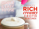 Powerful Milk Frother Foam Maker for Lattes - Whisk Drink Mixer for Coffee, Cappuccino, Frappe, Matcha, Hot Chocolate (Black)