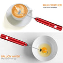 Delm Milk Frother Electric USB Stainless Steel Accessory (Red)