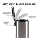 Amazon Basics Smudge Resistant Small Rectangular Trash Can With Soft-Close Foot Pedal, Brushed Stainless Steel, 5 Liter/1.32 Gallon,7.3 x 8.5 x 11.8 inches (LxWxH), Satin Nickel Finish