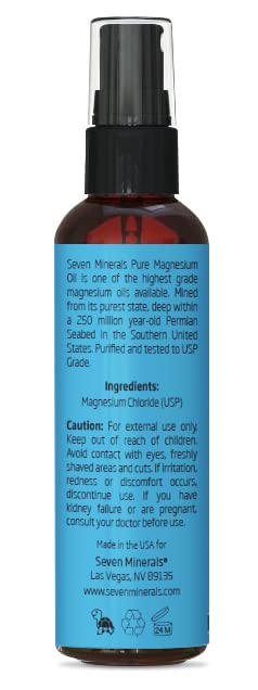 Pure Magnesium Oil Spray - Big 12 fl oz (Lasts 9 Months) 100% Natural, USP Grade = No Unhealthy Trace Minerals - from an Ancient Underground Permian Seabed in USA - Free Ebook Included