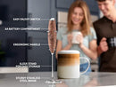 Powerful Milk Frother Foam Maker for Lattes - Whisk Drink Mixer for Coffee, Cappuccino, Frappe, Matcha, Hot Chocolate (Black)
